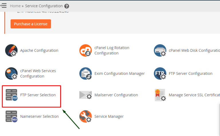 Enable the FTP Server in cPanel