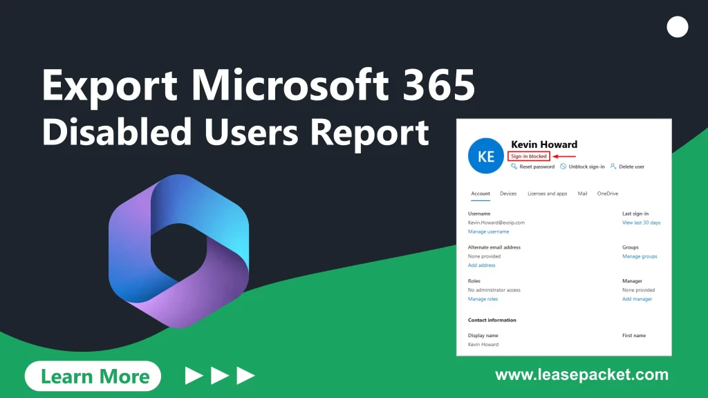 Export Microsoft 365 Disabled Users' Report