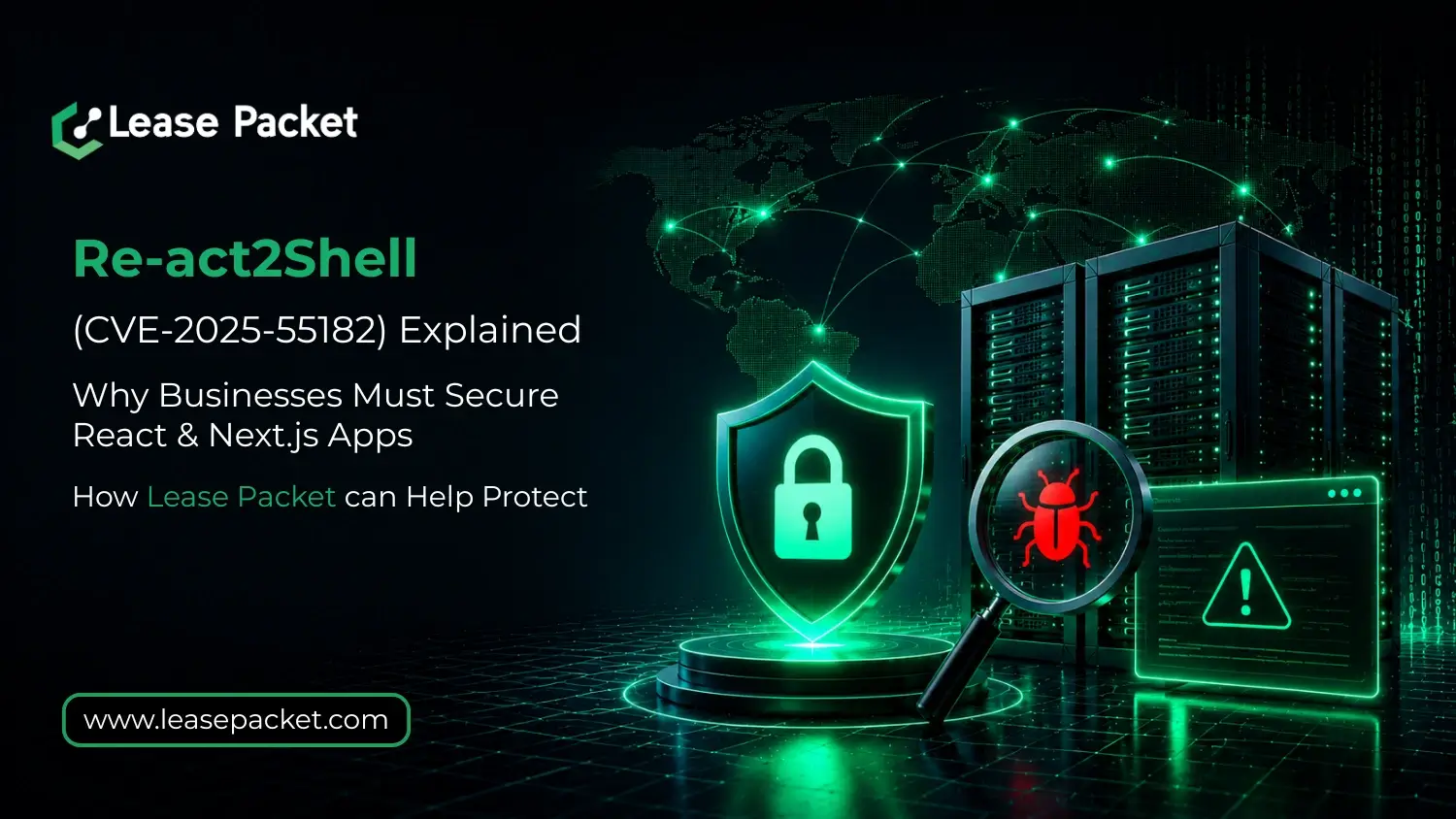 You are currently viewing Re-act2Shell (CVE 2025 55182) Explained: Why Businesses Must Secure React and Next.js Apps | How Lease Packet can Help Protect